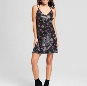 Xhilaration Sequin Floral Slip Dress Size XXL